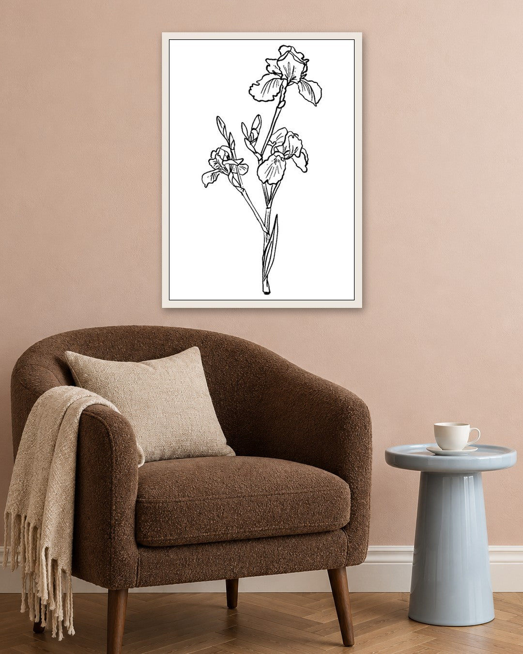 SENT Studio - Blooming Flowers Poster No. 3 - white frame in a room