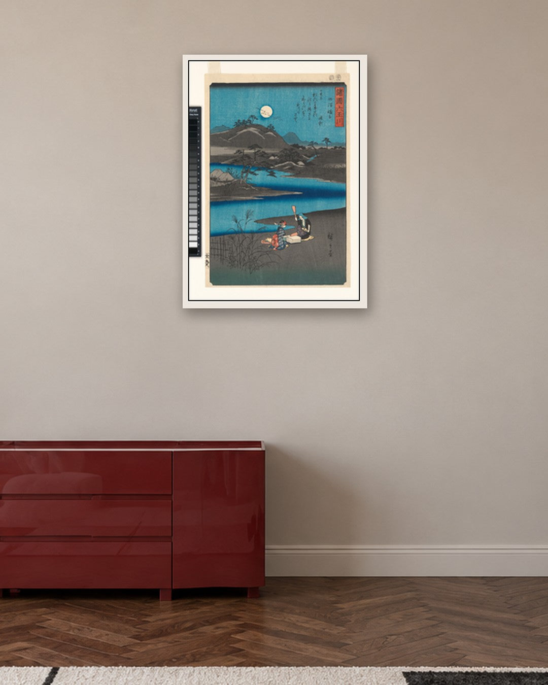 Utagawa Hiroshige - Six Jewel Rivers from Various Provinces - white frame in a room