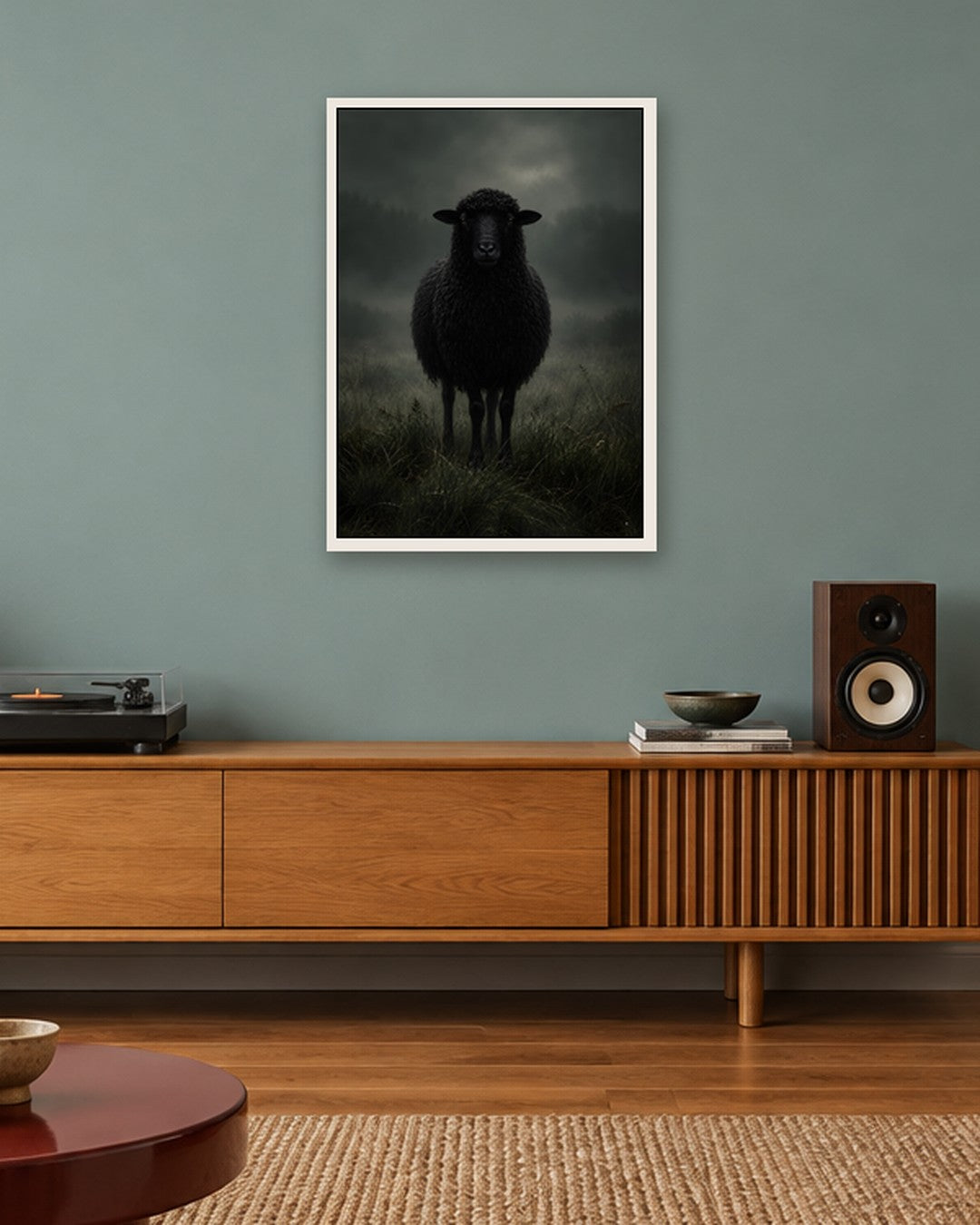 John Smart - Black Sheep - white frame in a room