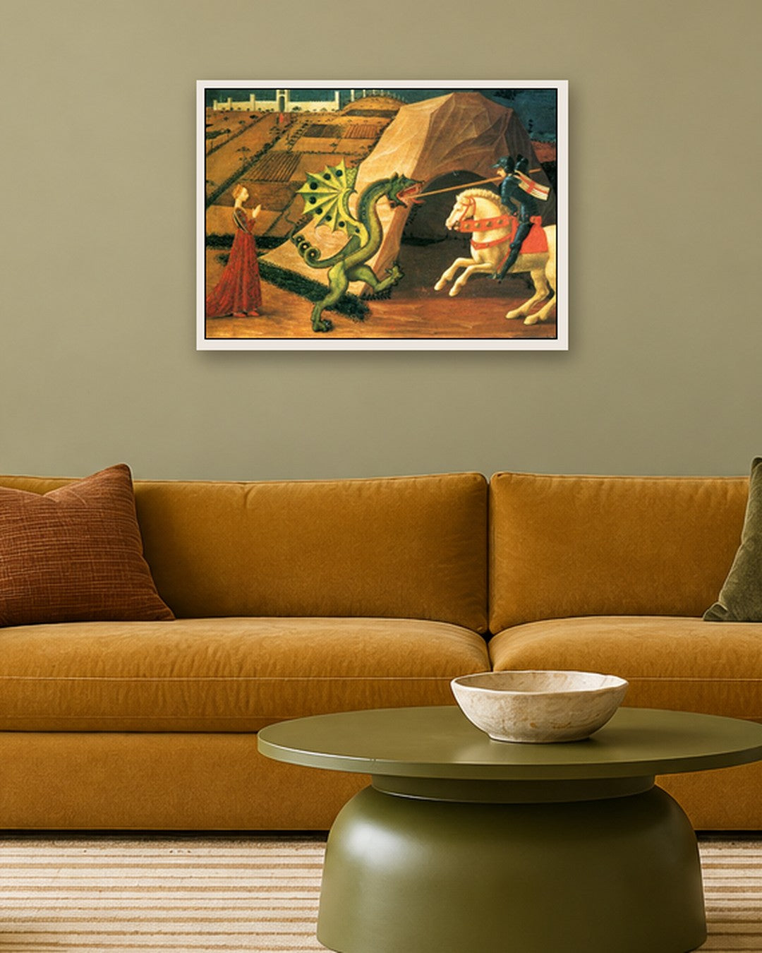 Paolo Uccello - Saint George and the Dragon - white frame in a room