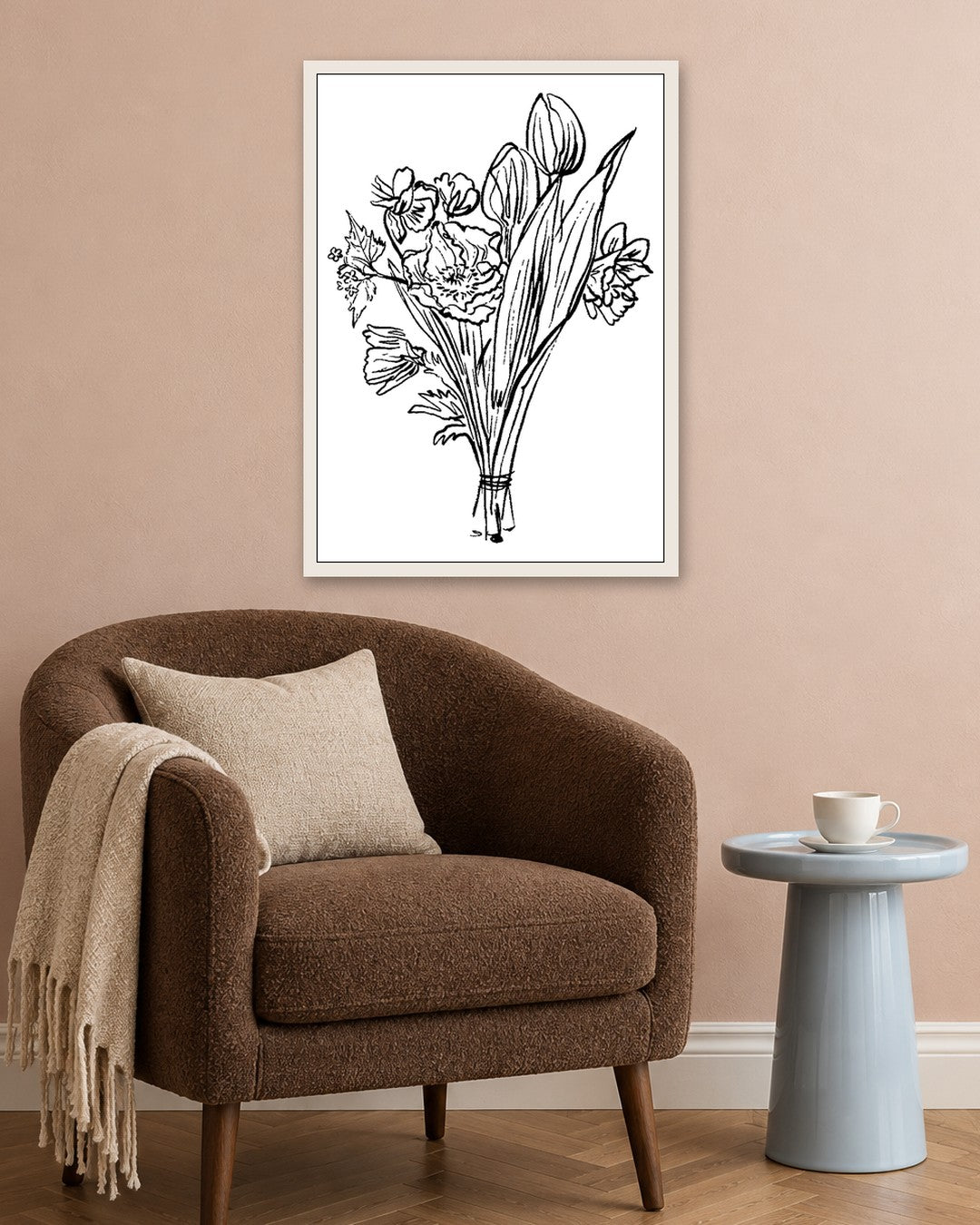 SENT Studio - Blooming Flowers Poster No. 29 - white frame in a room