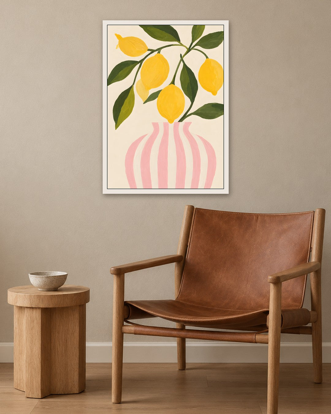 Ayla Heidenberg - Blush Lemon Vase - white frame in a room