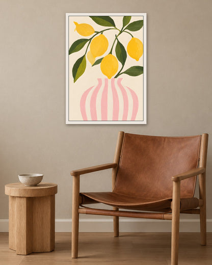 Ayla Heidenberg - Blush Lemon Vase - white frame in a room
