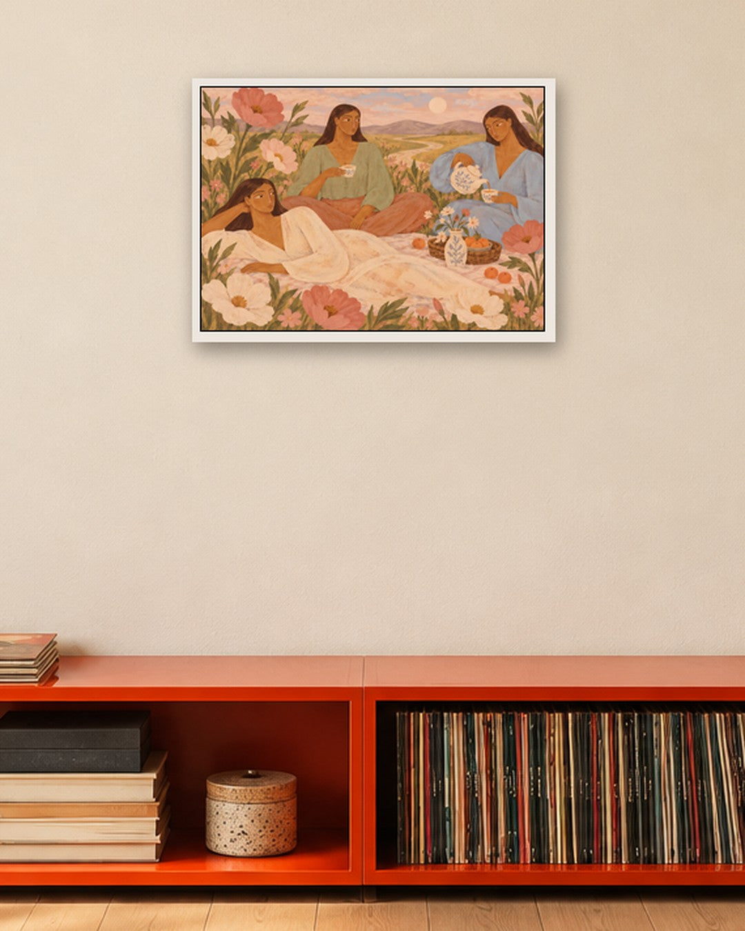 Alice Fray - Tea Among Wildflowers - white frame in a room