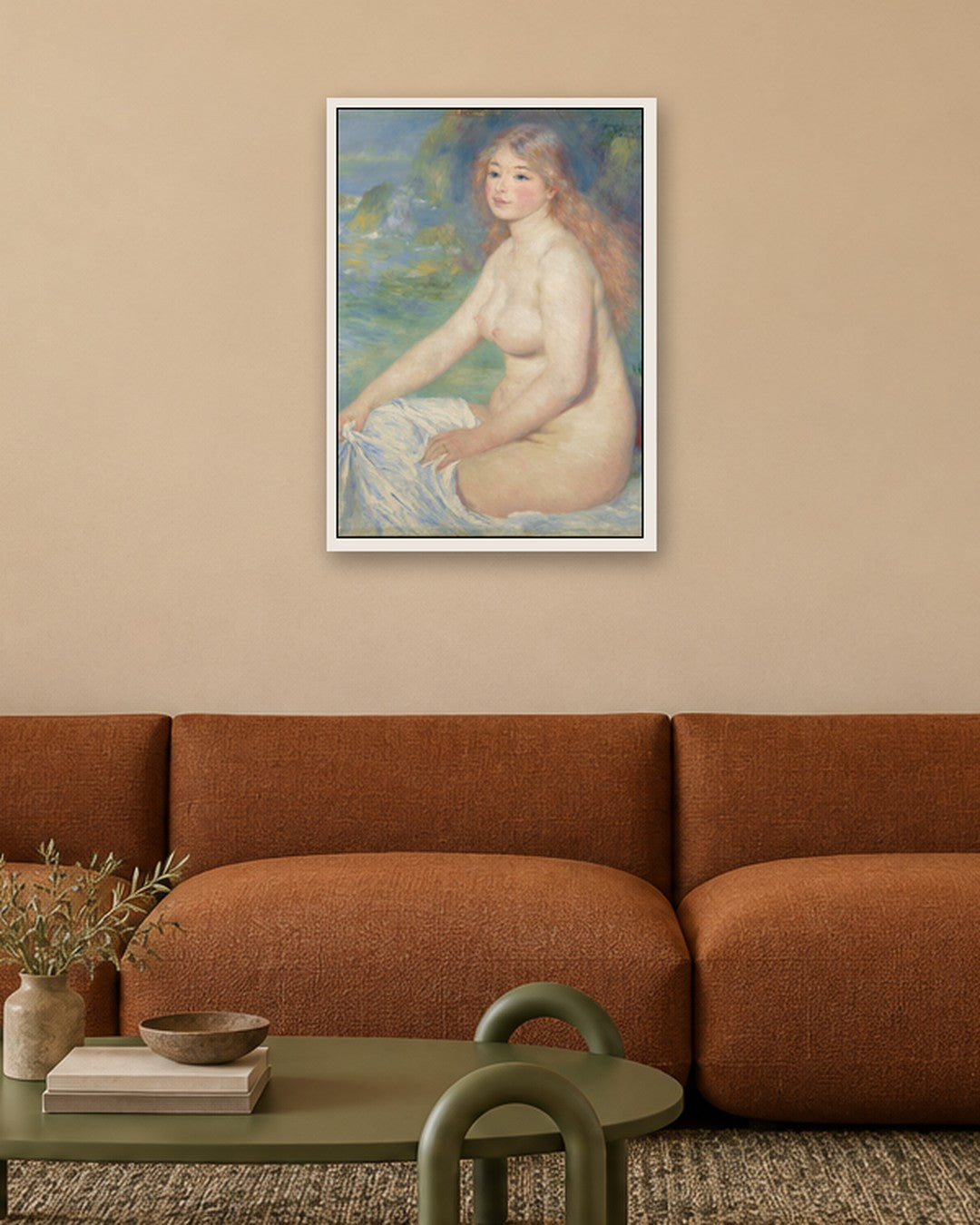 Pierre-Auguste Renoir - Seated Bather - white frame in a room