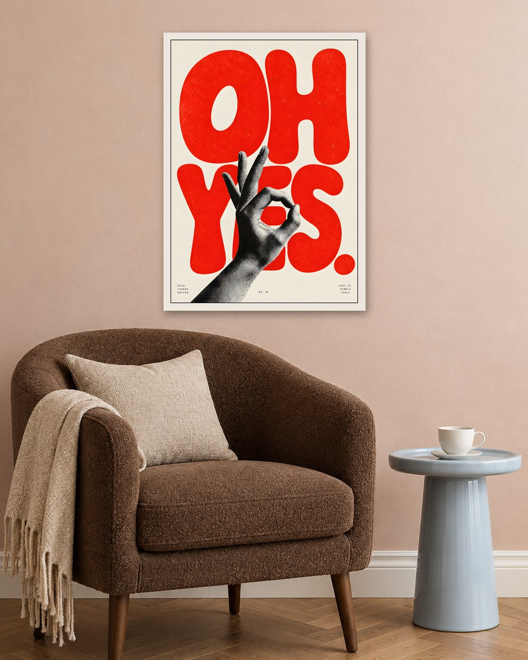 Felicity Hastings - Oh Yes - white frame in a room