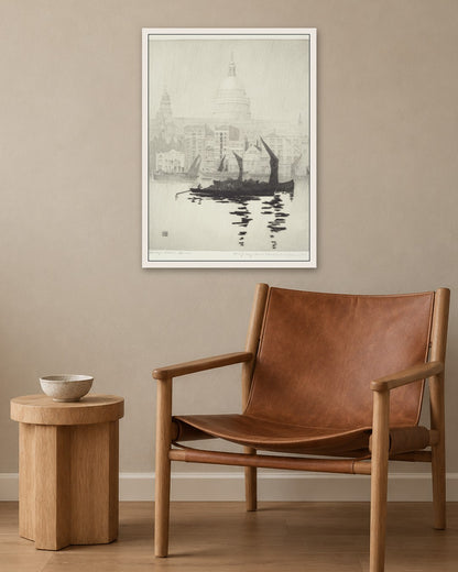 Misty Day, Paul's Wharf, London - white frame in a room