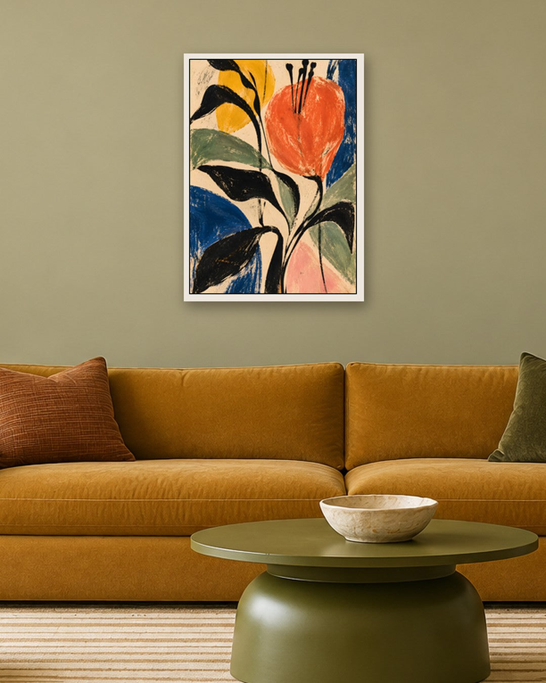 Faris Mcgee - A Vertical Abstract Expressionist Painting Illus - white frame in a room