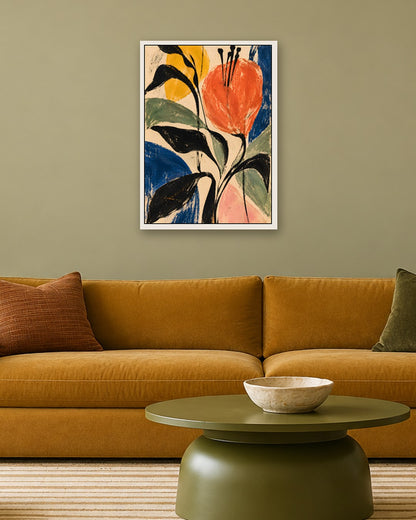 Faris Mcgee - A Vertical Abstract Expressionist Painting Illus - white frame in a room