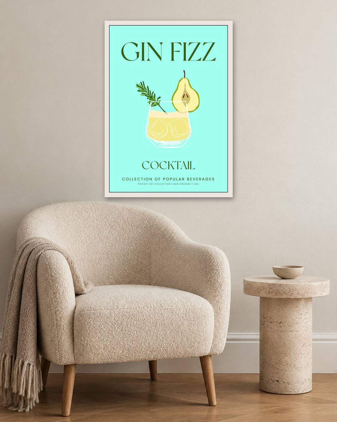 SENT Studio - Cocktail Poster No. 9 - white frame in a room