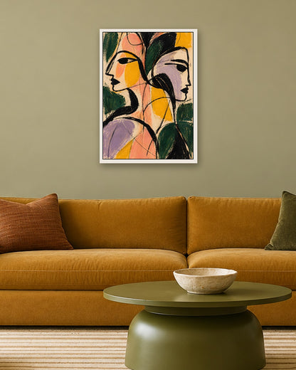 Faris Mcgee - A Detailed Close Up Abstract Expressionist Painti - white frame in a room