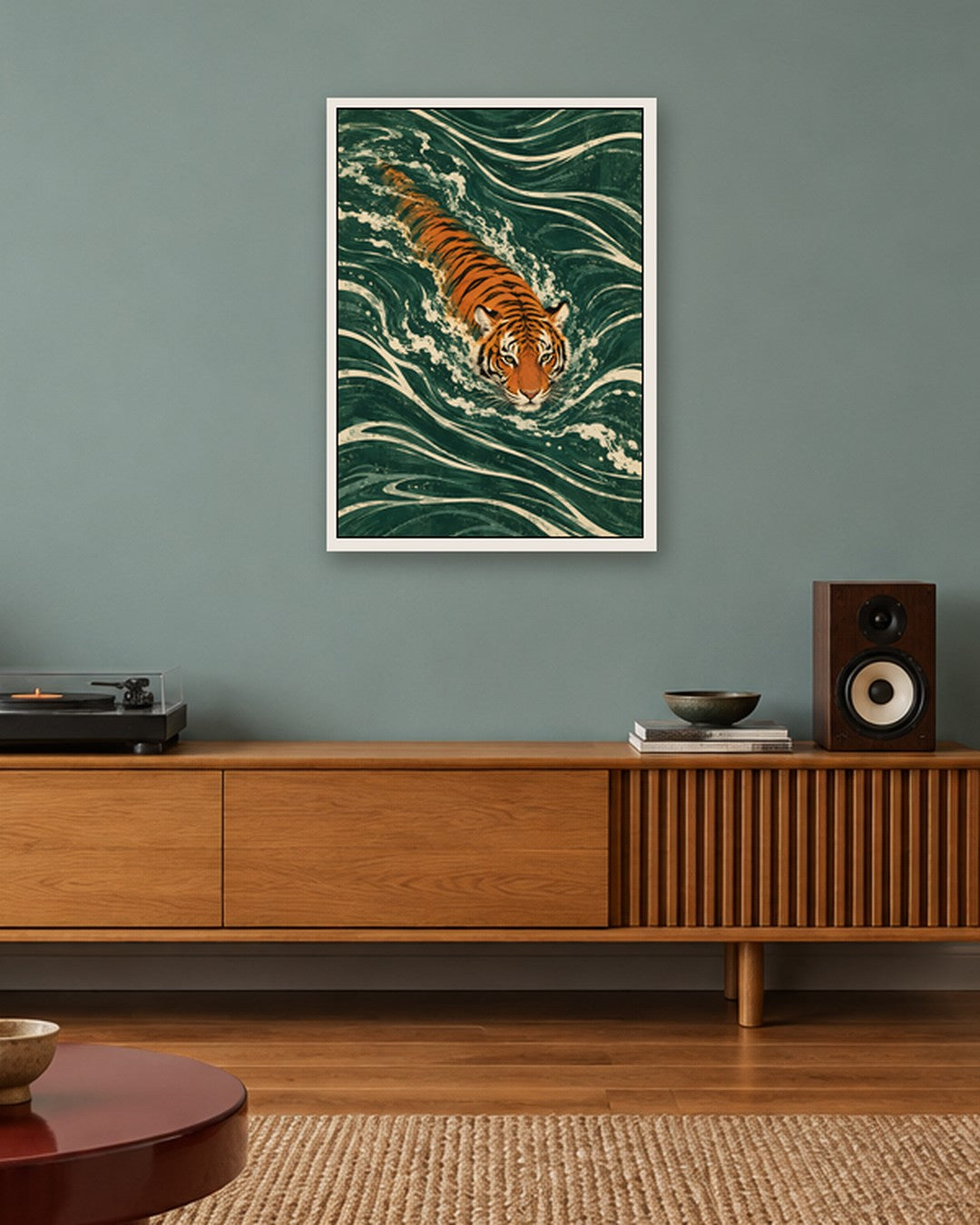 Gracie Cole - Tiger Tide - white frame in a room