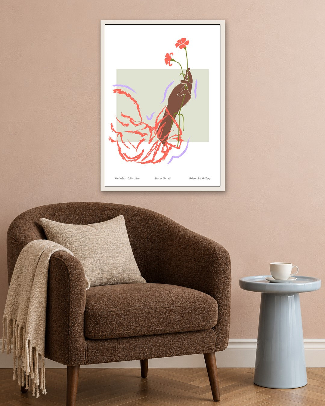 SENT Studio - Blooming Flowers Poster No. 49 - white frame in a room