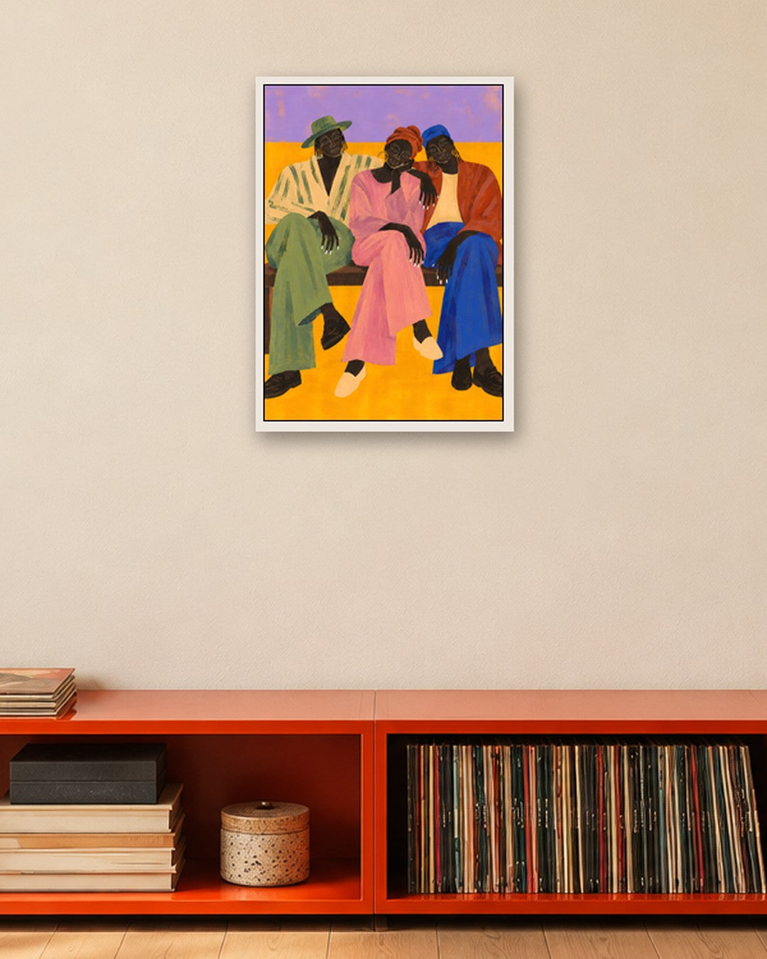 Elise Rowan - Three Friends - white frame in a room