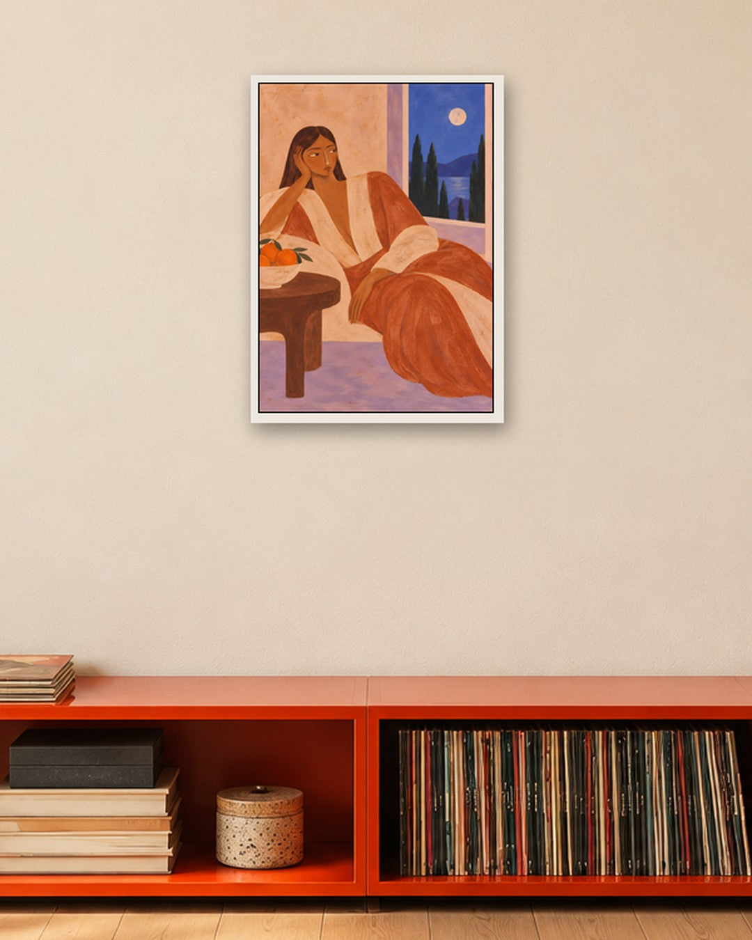 Alice Fray - Moonlit Recline - white frame in a room