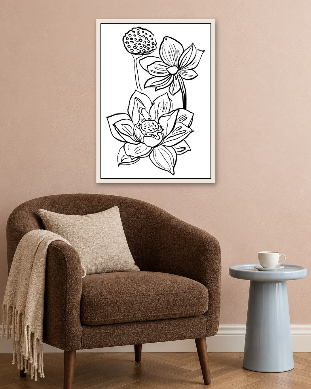 SENT Studio - Blooming Flowers Poster No. 9 - white frame in a room