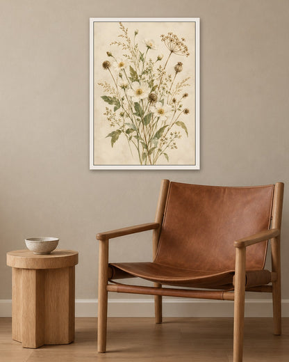 Hugo Morgan - Elegant Wildflower Watercolour Bouquet - white frame in a room