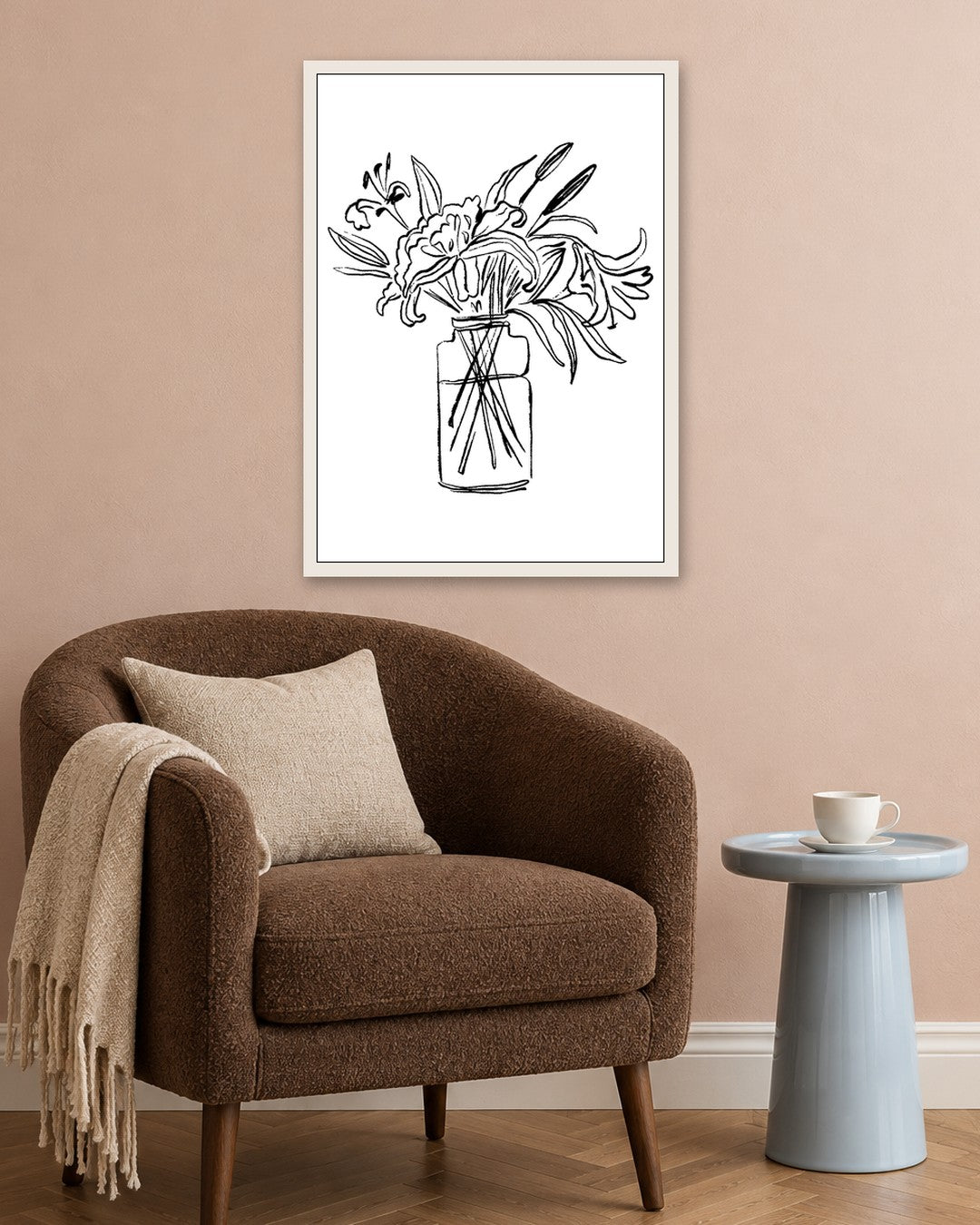 SENT Studio - Blooming Flowers Poster No. 2 - white frame in a room