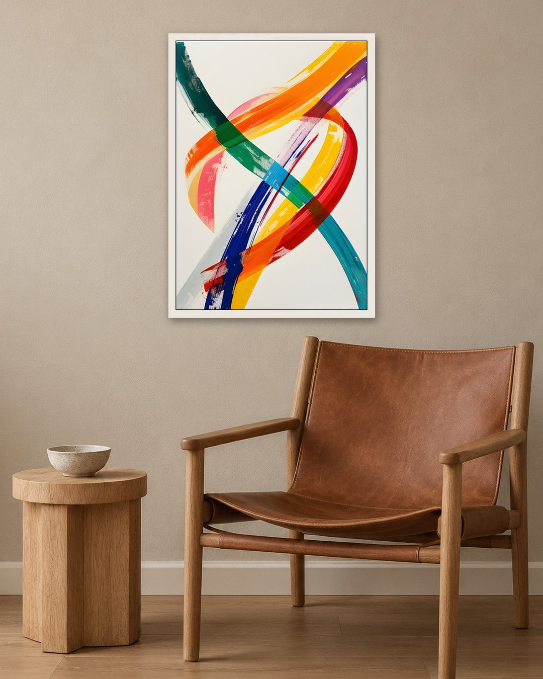 SENT Studio - Abstract Ribbons - white frame in a room