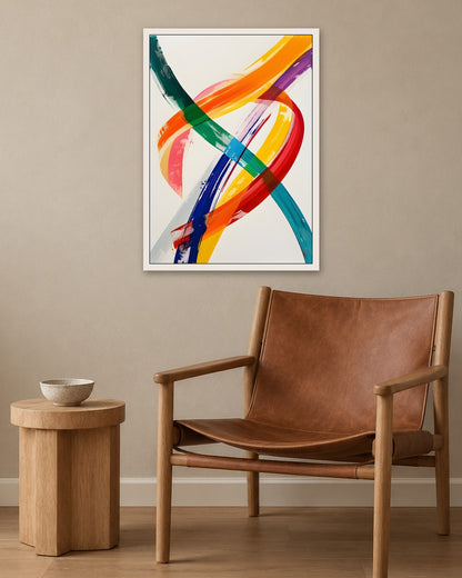 SENT Studio - Abstract Ribbons - white frame in a room