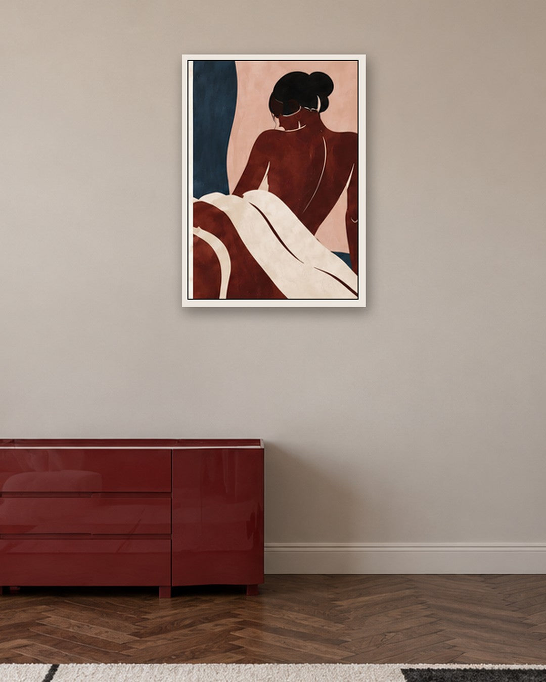 Hilary Ward - Seated Figure - white frame in a room