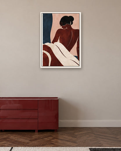 Hilary Ward - Seated Figure - white frame in a room