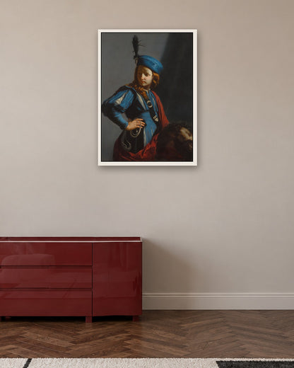 Renaissance Masters - Boy in a Blue Doublet - white frame in a room