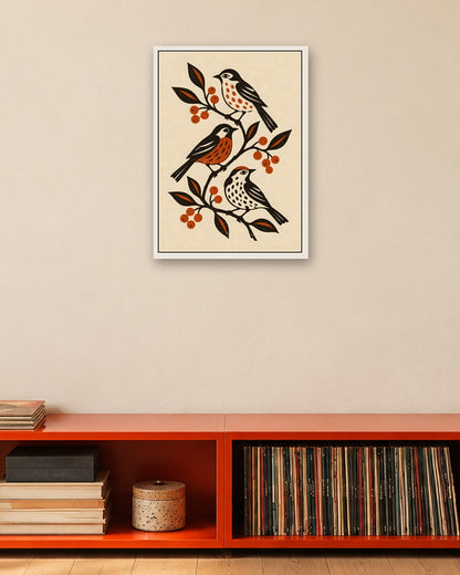 Elise Savoy - Folk Birds - white frame in a room