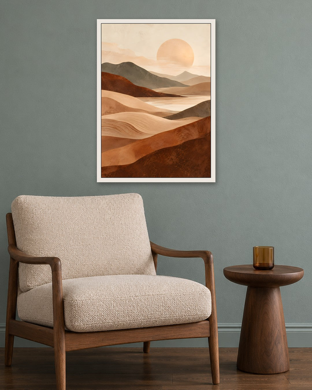 Jennet Hampsonn - Sunlit Abstract Desert Valleys - white frame in a room