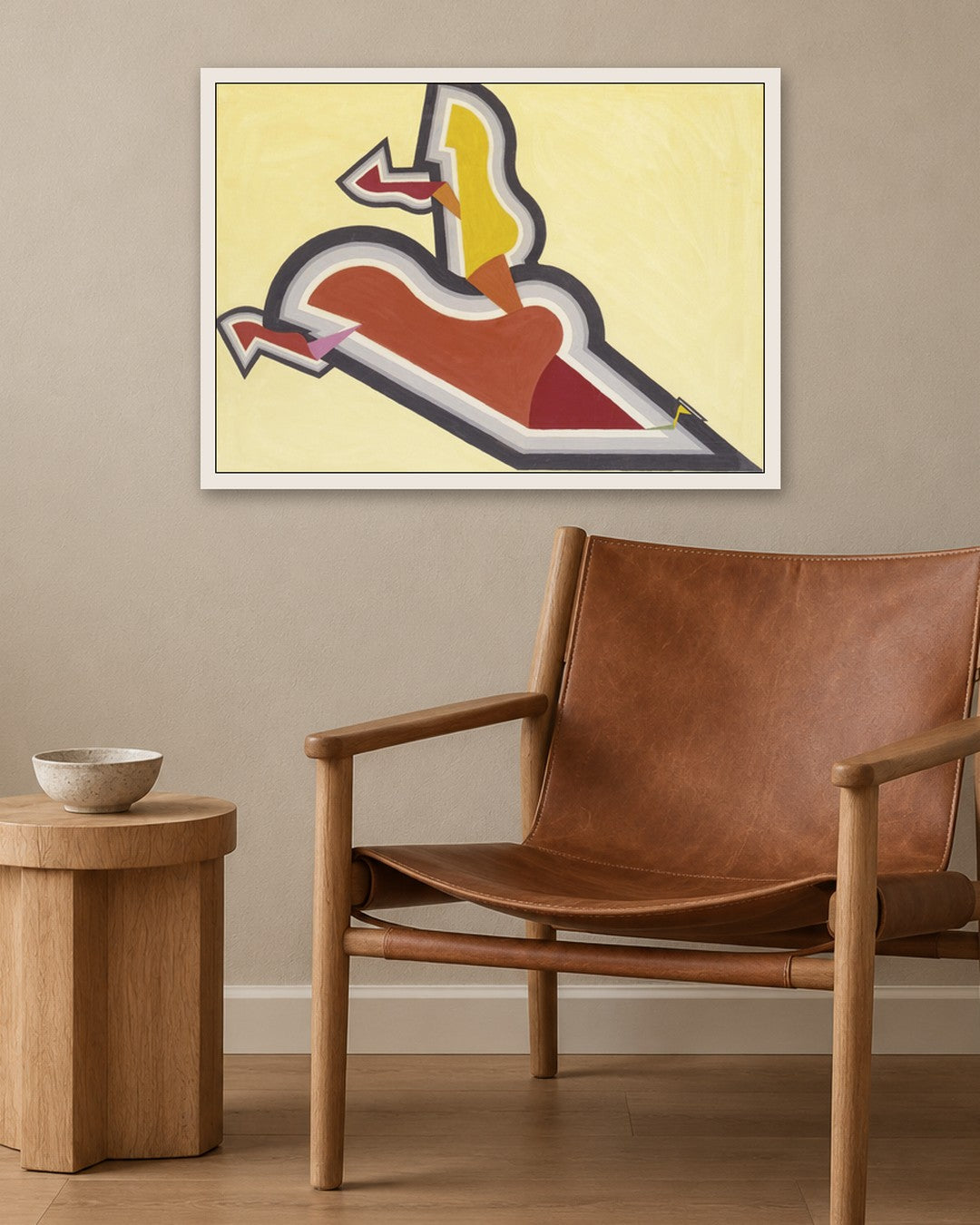 Joseph Schillinger - Study in Rhythm: Red and Gold - white frame in a room