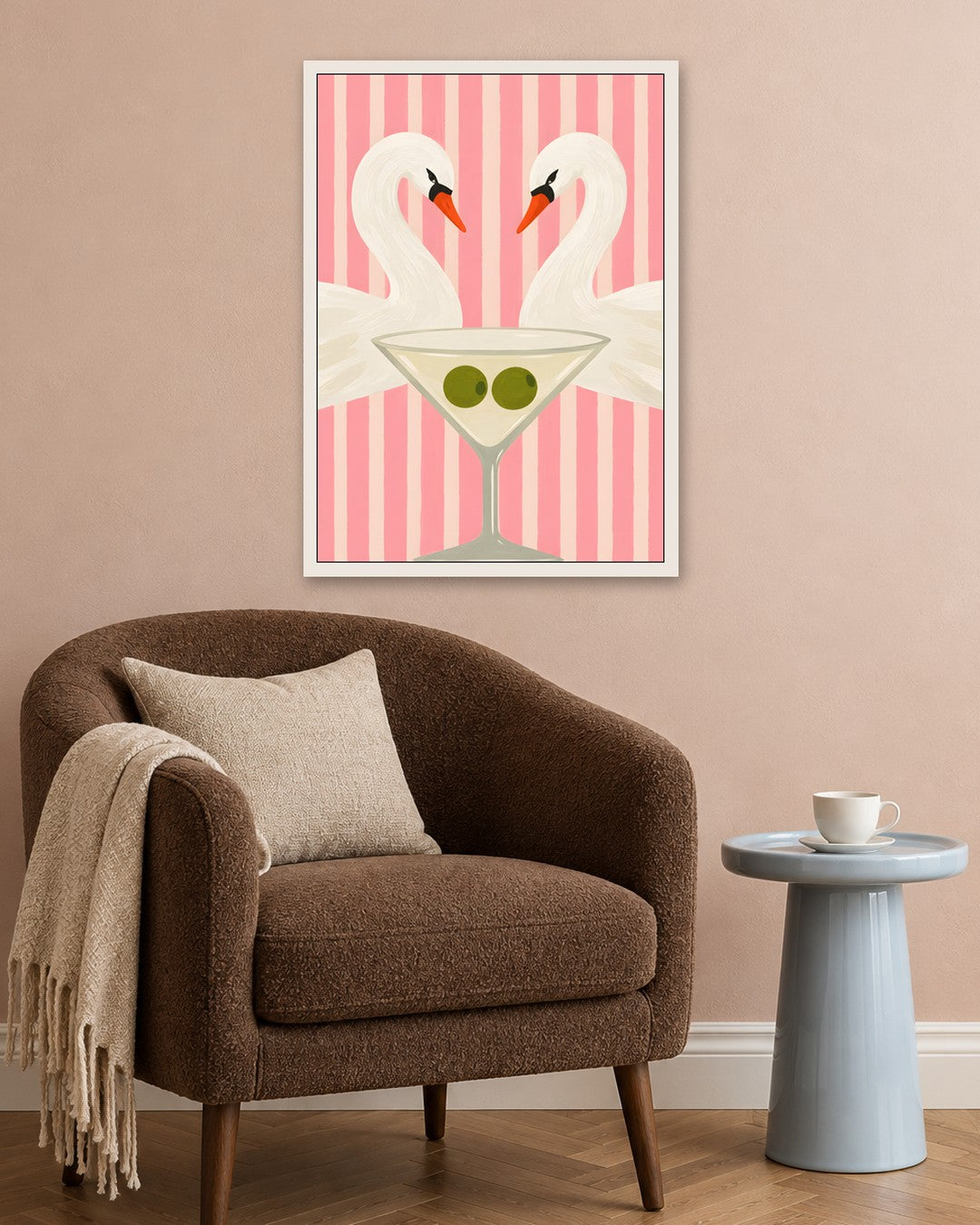 Ayla Heidenberg - Two Swans Aperitivo - white frame in a room