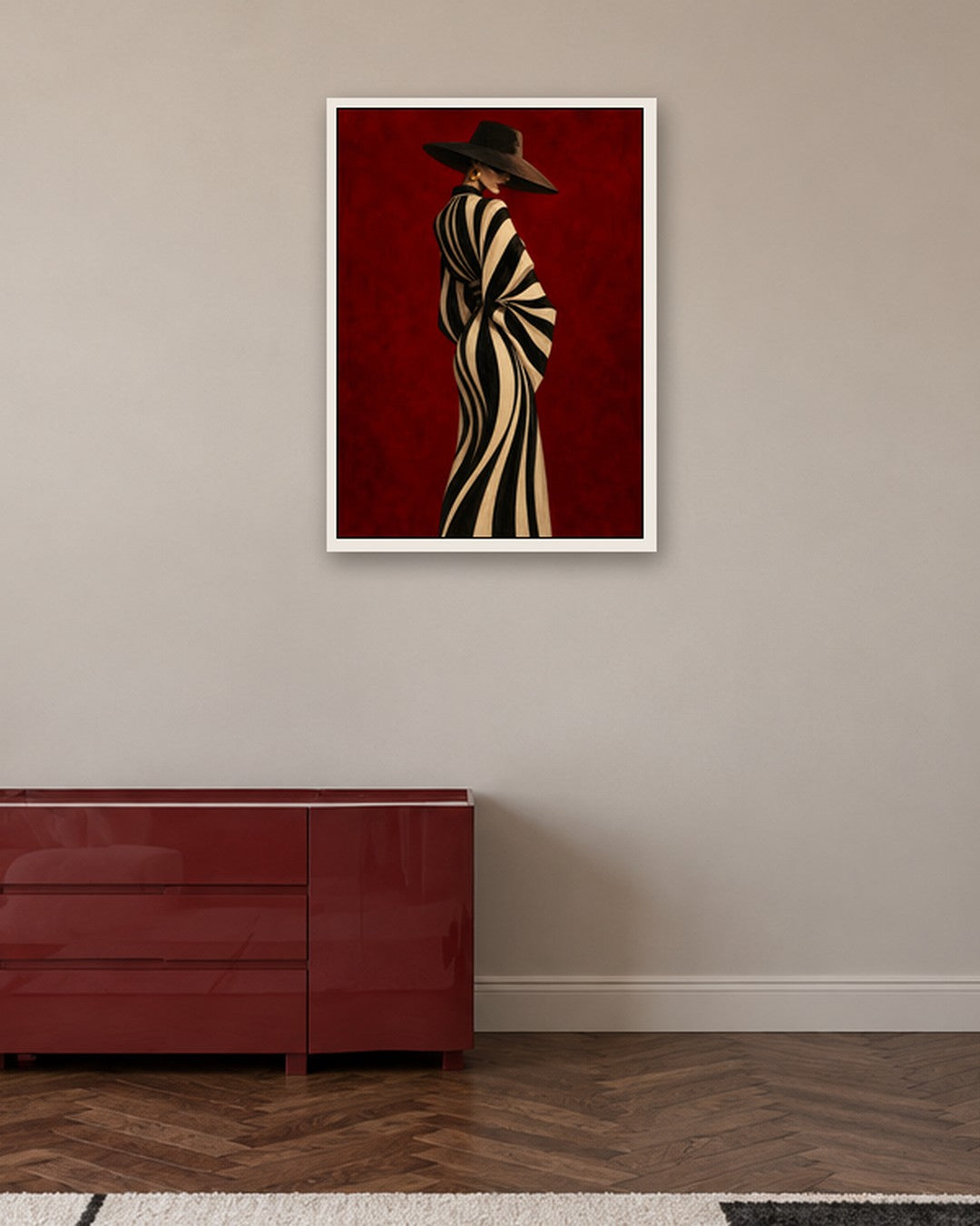 Paige Hilton - Stripe Study - white frame in a room