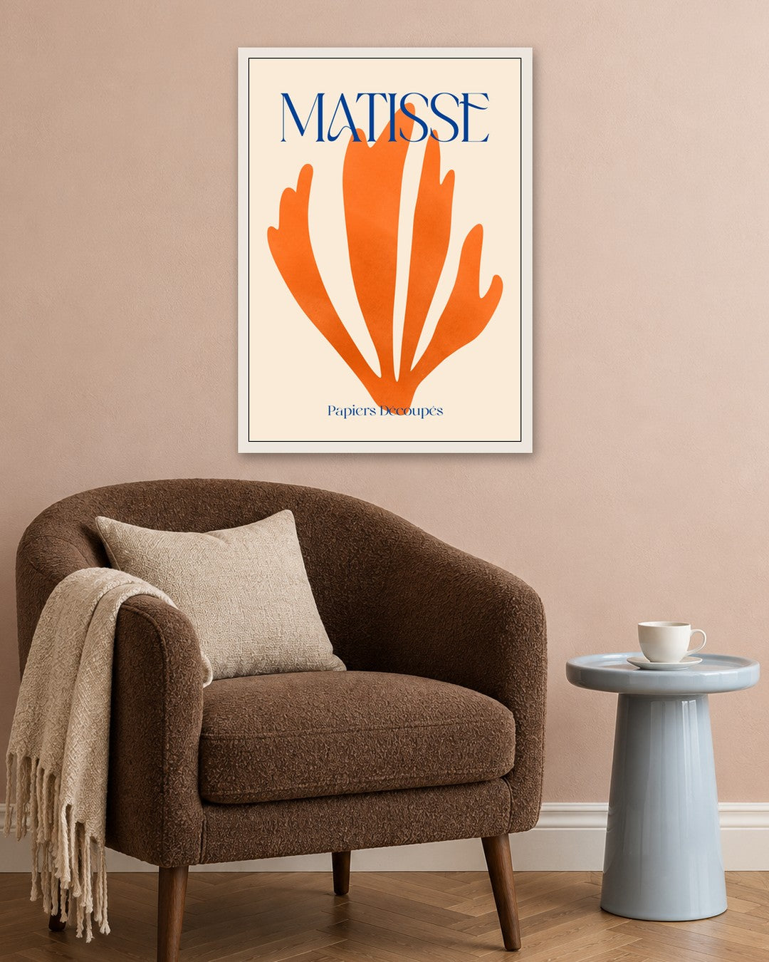 SENT Studio - Orange Coral Cut-out - white frame in a room