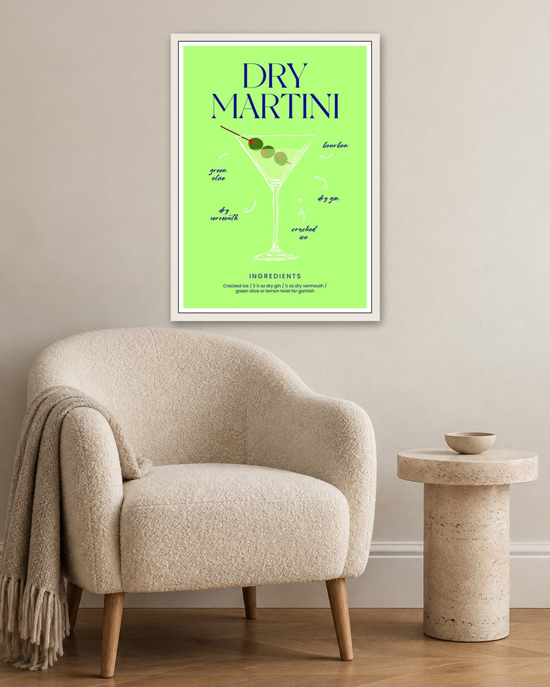 SENT Studio - Cocktail Poster No. 50 - white frame in a room
