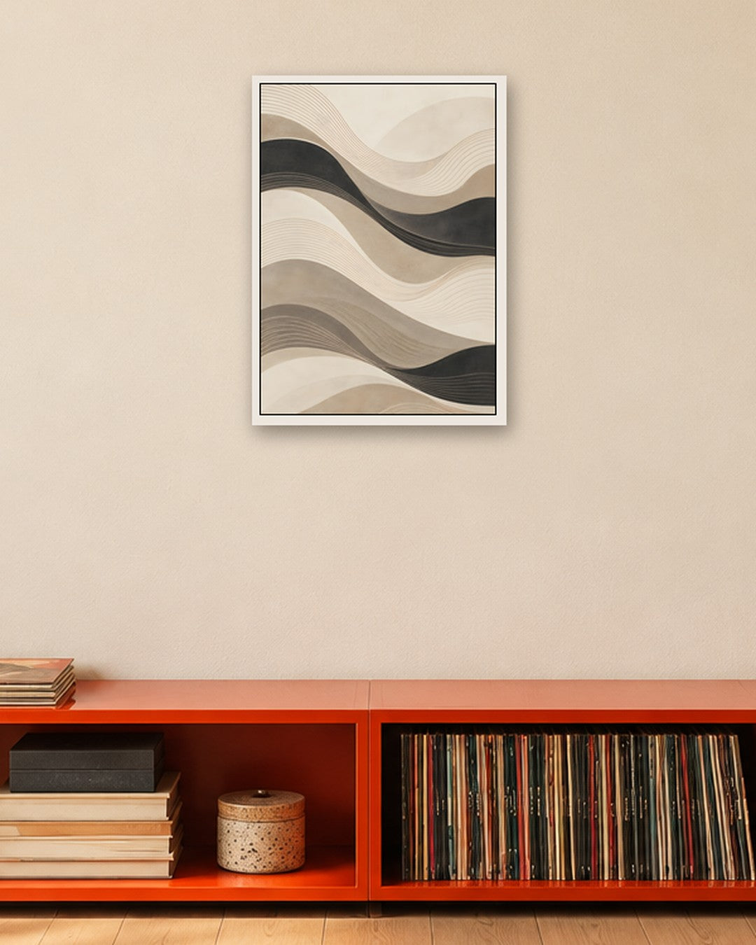 Hugo Morgan - Layered Sand Dune Waves - white frame in a room