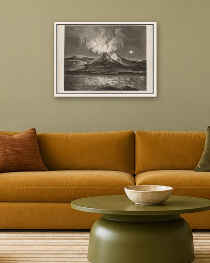 Thomas Sutherland - Eruption of Mount Vesuvius in 1769 - white frame in a room