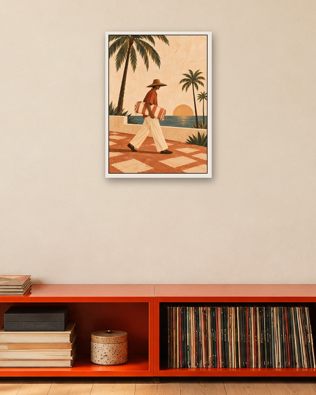 Paige Hilton - Beach Walk - white frame in a room