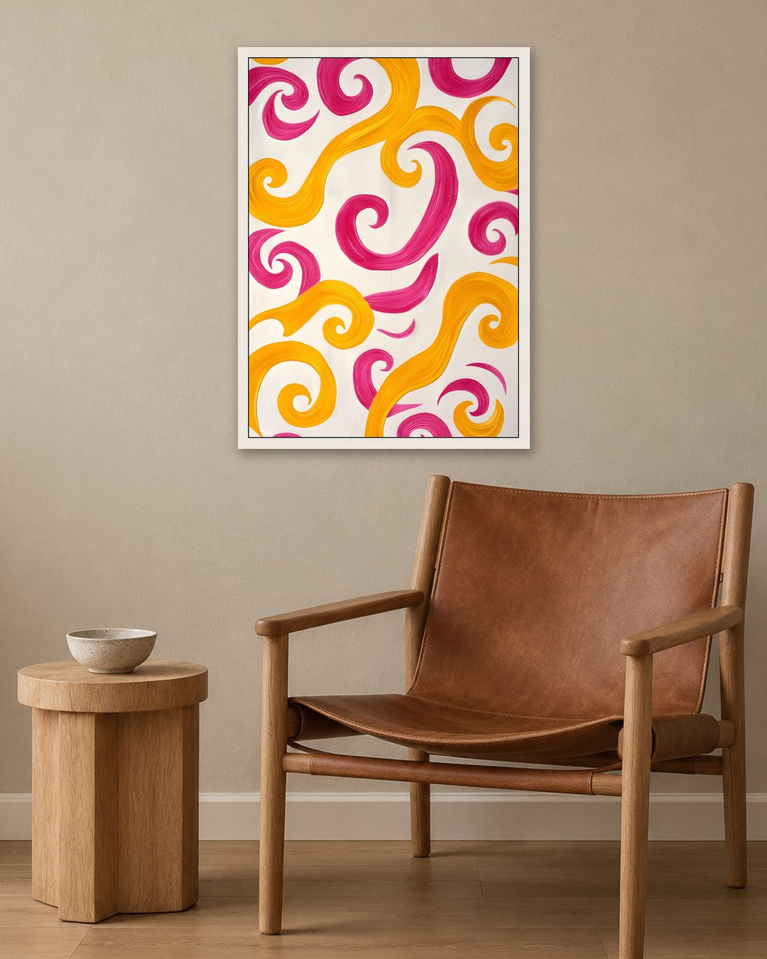 SENT Studio - Abstract Swirls - white frame in a room