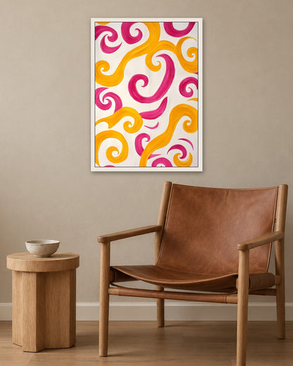 SENT Studio - Abstract Swirls - white frame in a room