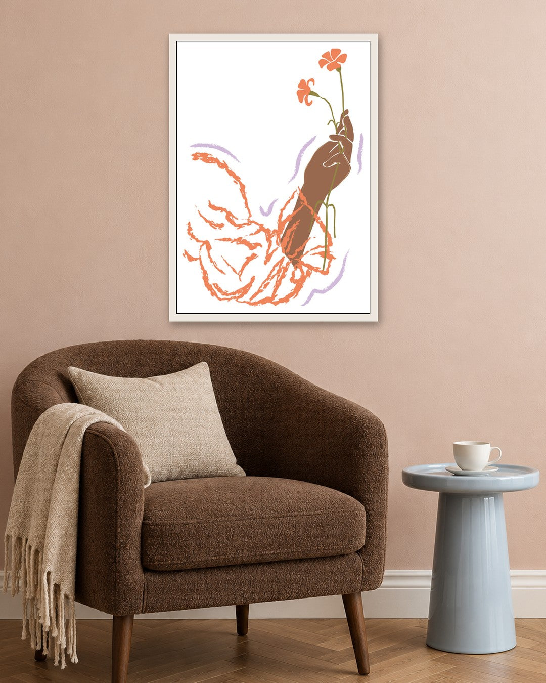 SENT Studio - Blooming Flowers Poster No. 42 - white frame in a room