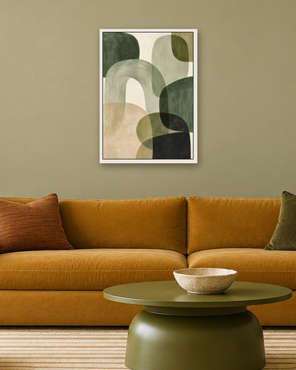 Jennet Hampsonn - Earthy Organic Abstract Layers - white frame in a room