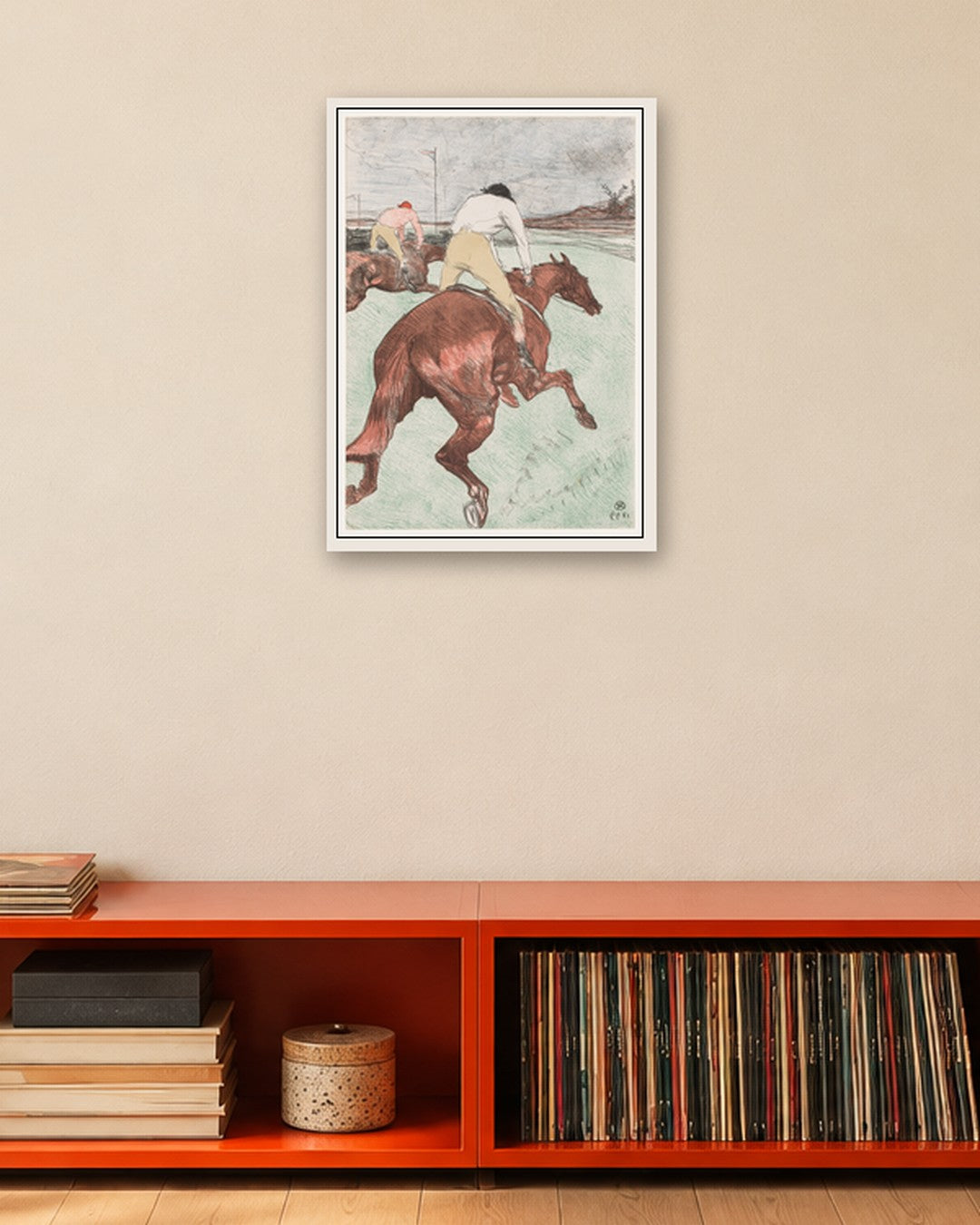 Henri de Toulouse-Lautrec - The Jockey - white frame in a room