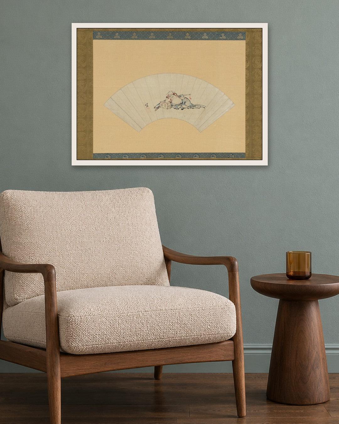 Katsushika Hokusai - Drunken Asaina - white frame in a room