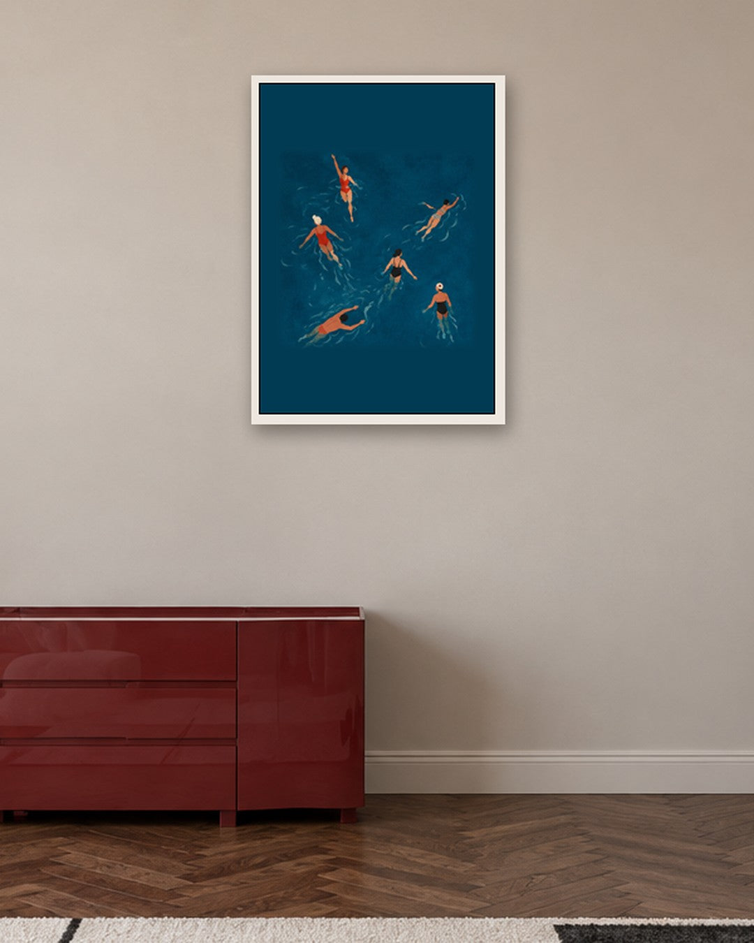 John Smart - Summer Swimmers - white frame in a room