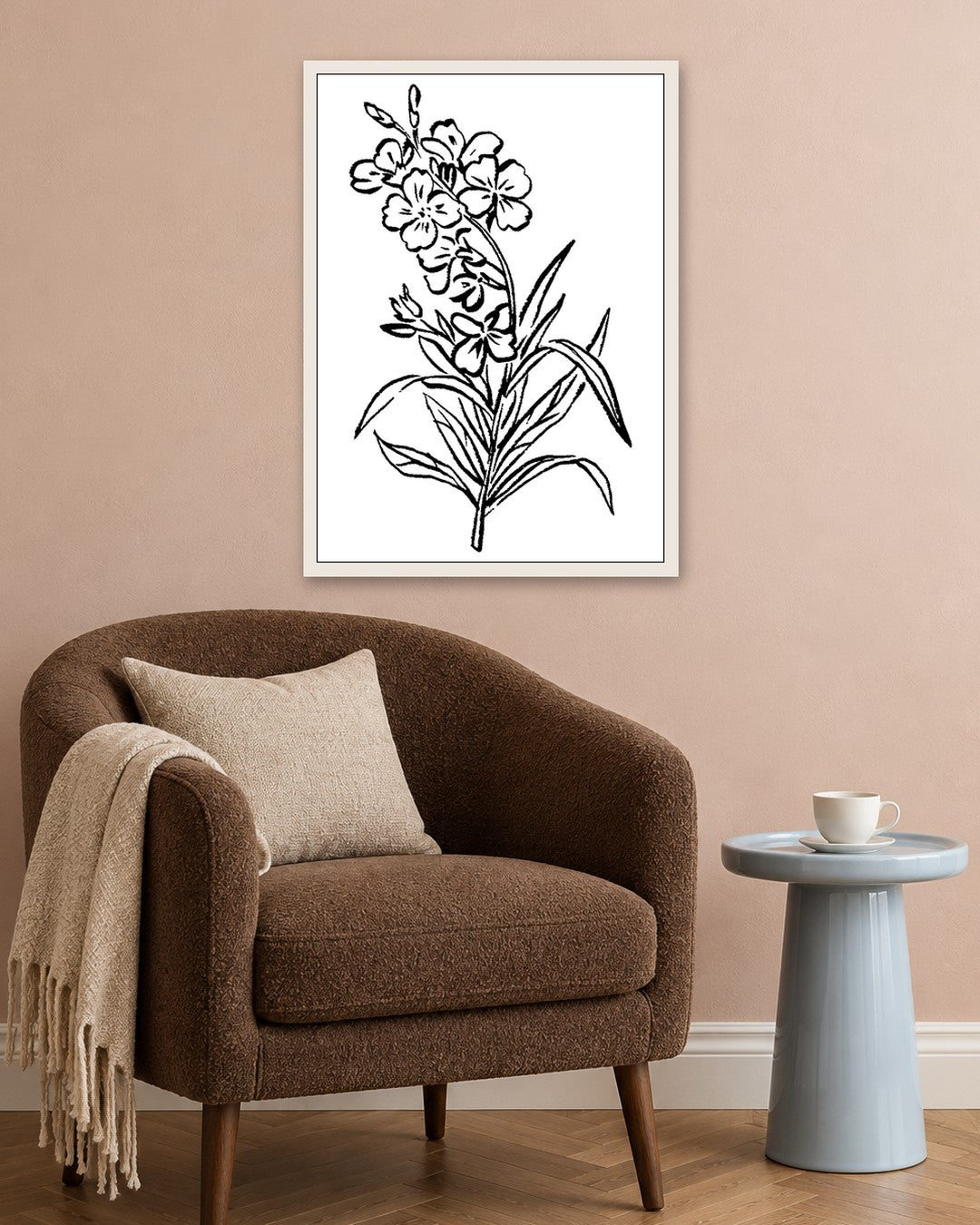 SENT Studio - Blooming Flowers Poster No. 1 - white frame in a room