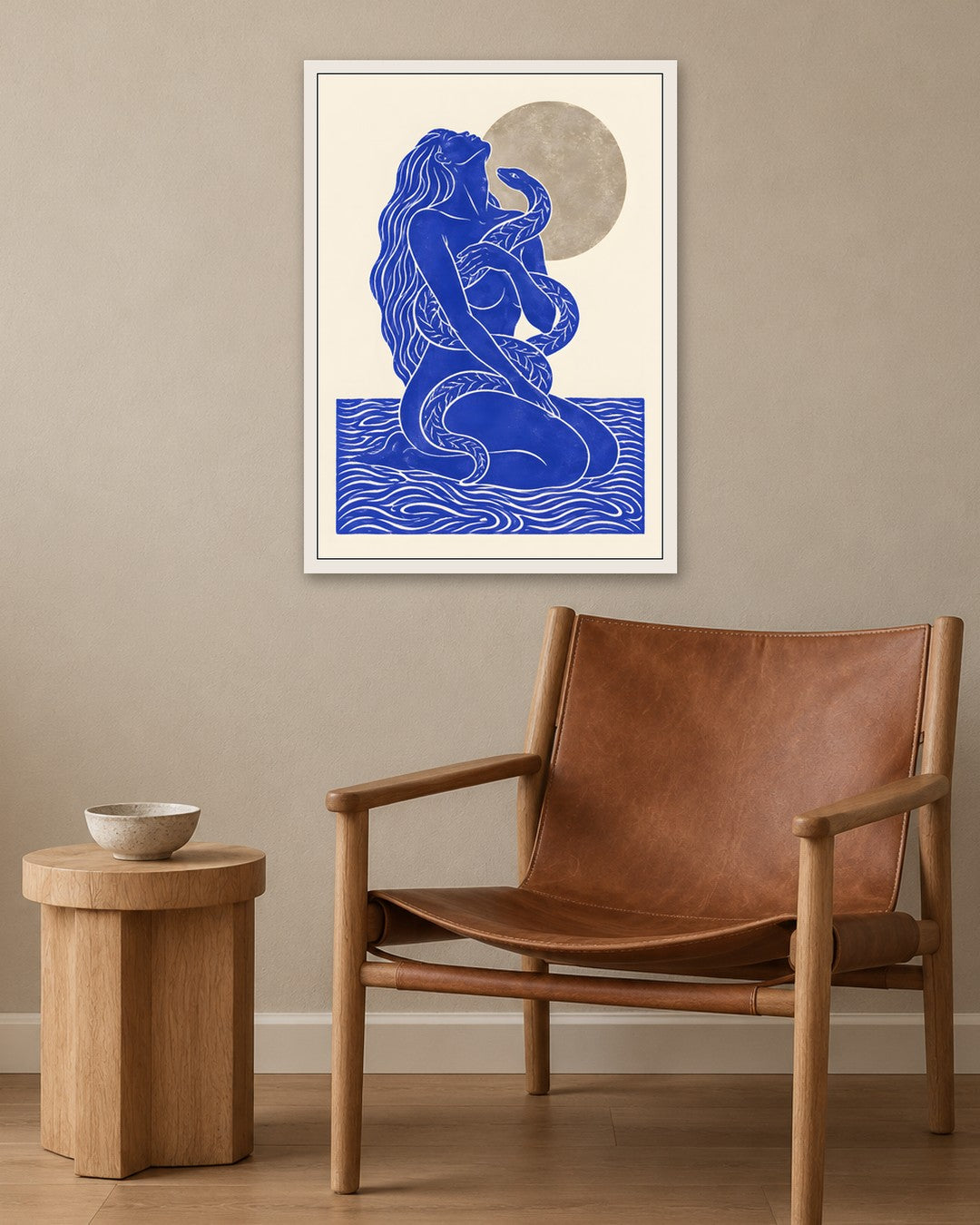 Yavr Johanssen - Moonlit Serpent Embrace - white frame in a room