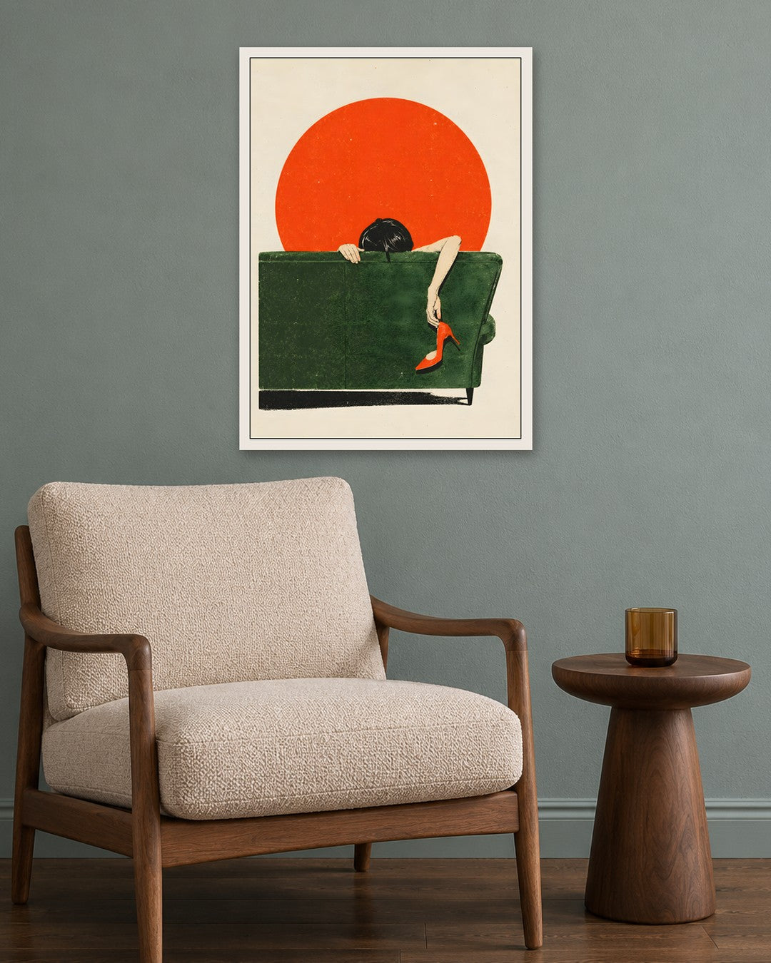 Felicity Hastings - Sunset Sofa - white frame in a room