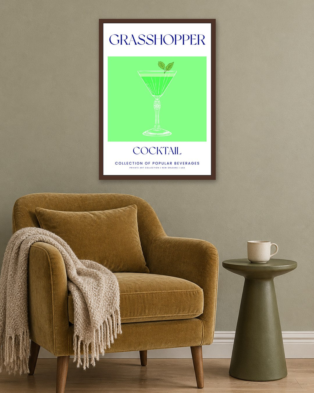 SENT Studio - Cocktail Poster No. 39 - dark oak frame in a room