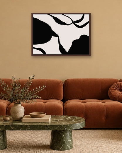 Abstract Form - Black - dark oak frame in a room