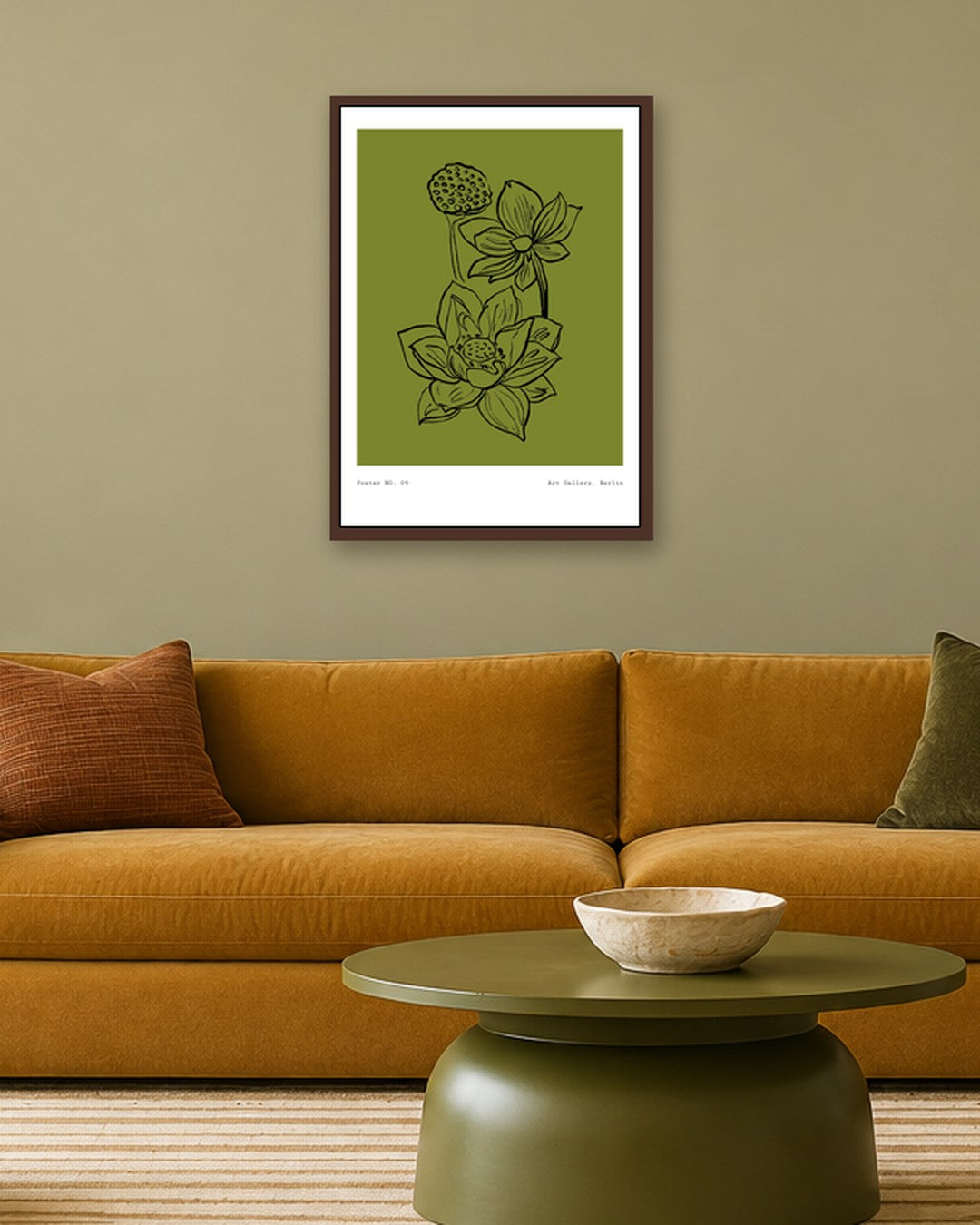 SENT Studio - Blooming Flowers Poster No. 9 - dark oak frame in a room